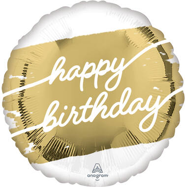 Foil Balloon - "happy birthday" - Golden Age - 45 cm
